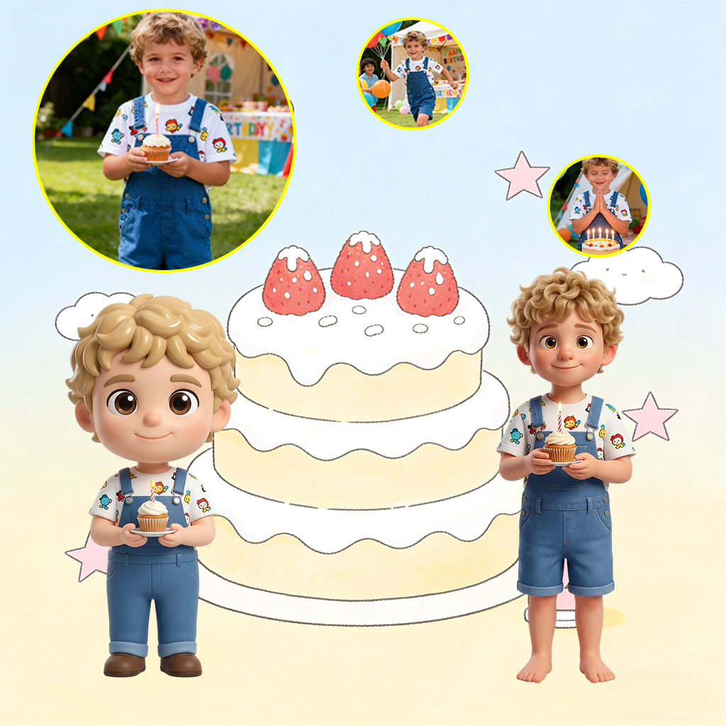 Custom Single Separate Chibi Style 3D Figurine From Your Photo – Girl's Birthday Edition – Cute Edition | KibiFig