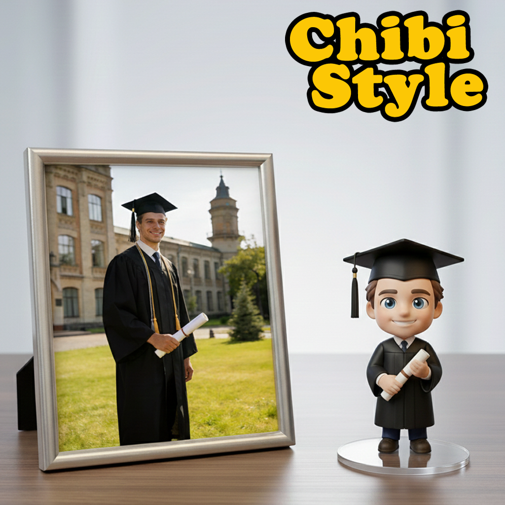 Custom Single Separate Chibi Style 3D Figurine From Your Photo – College Graduation Edition – Cute Edition | KibiFig