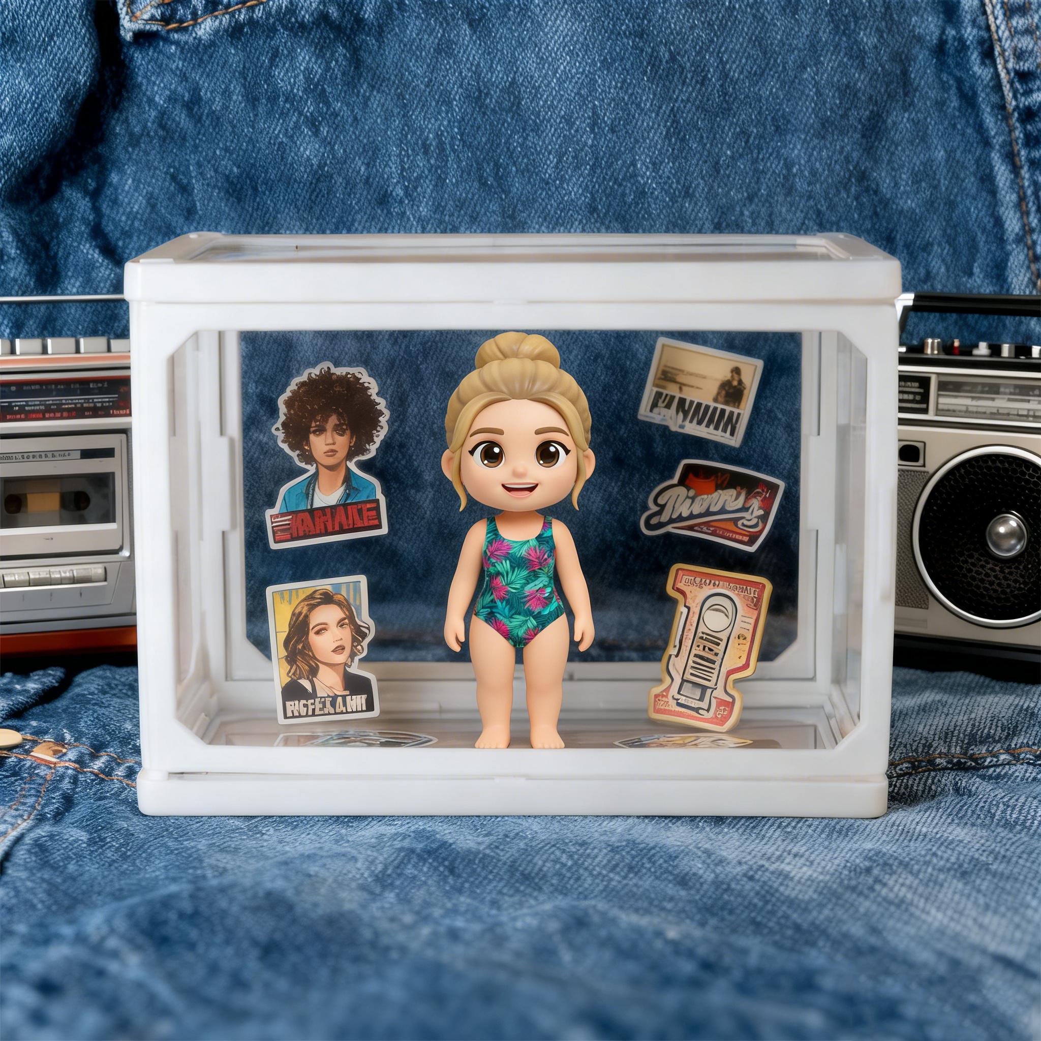 Custom 3D Figurine With Showcase DIY Dollhouse Glass Stable Block Shelf for Kids | KibiFig