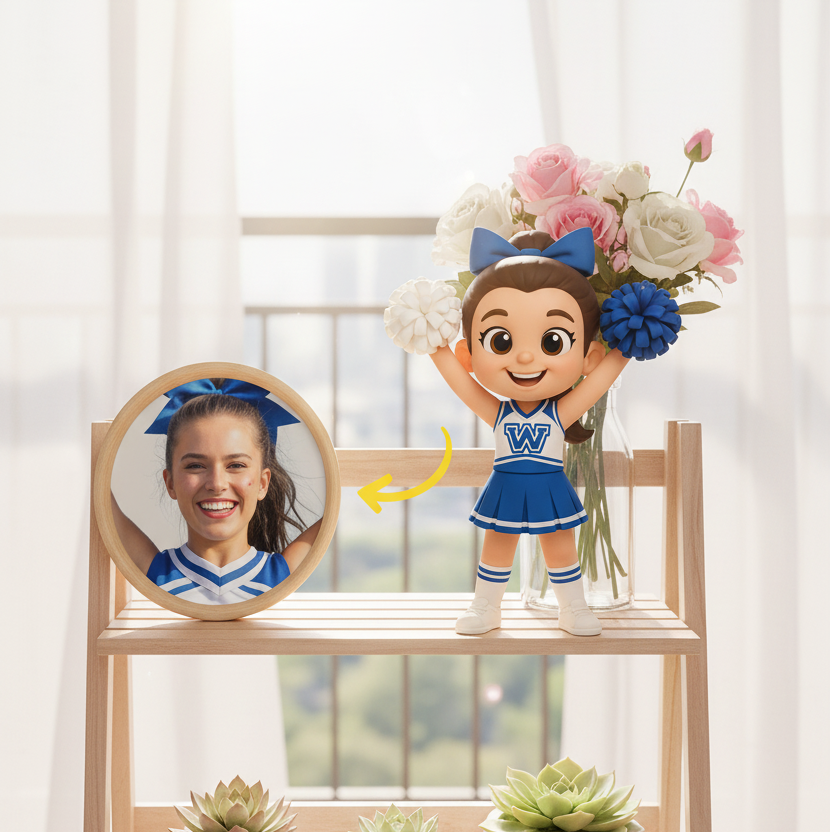 Custom Single Separate Chibi Style 3D Figurine From Your Photo – Cheerleader Edition – Cute Edition | KibiFig
