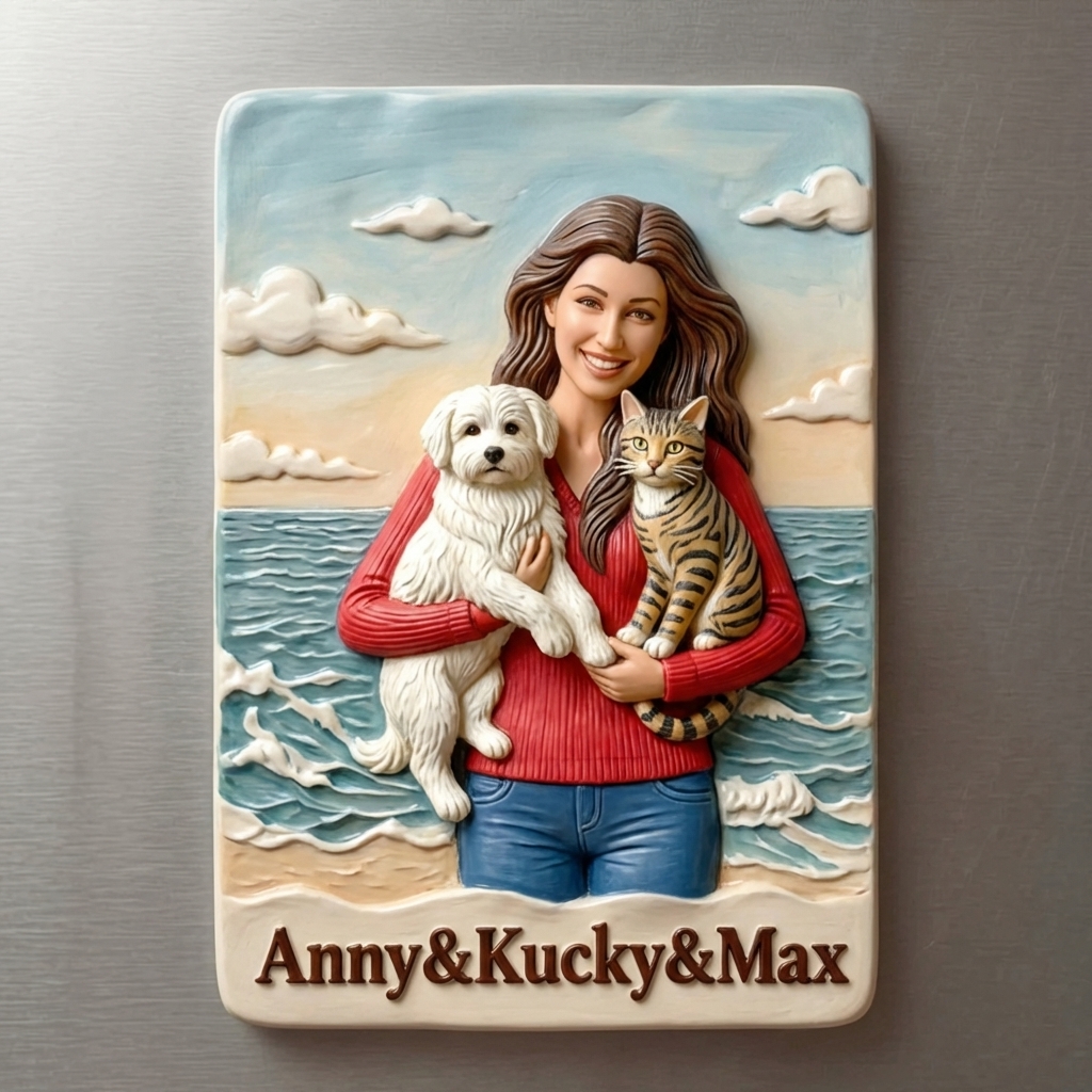 Customized 3D Cartoon Fridge Magnets | Customizable with family photos, pet photos, couple photos | Unique hand-painted 3D embossed commemorative gifts, suitable for holidays, birthdays, anniversaries, and other occasions.