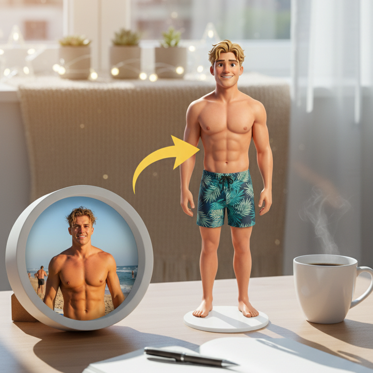 Custom Single Separate Chibi Style 3D Figurine From Your Photo – Swim Edition – Cute Edition | KibiFig