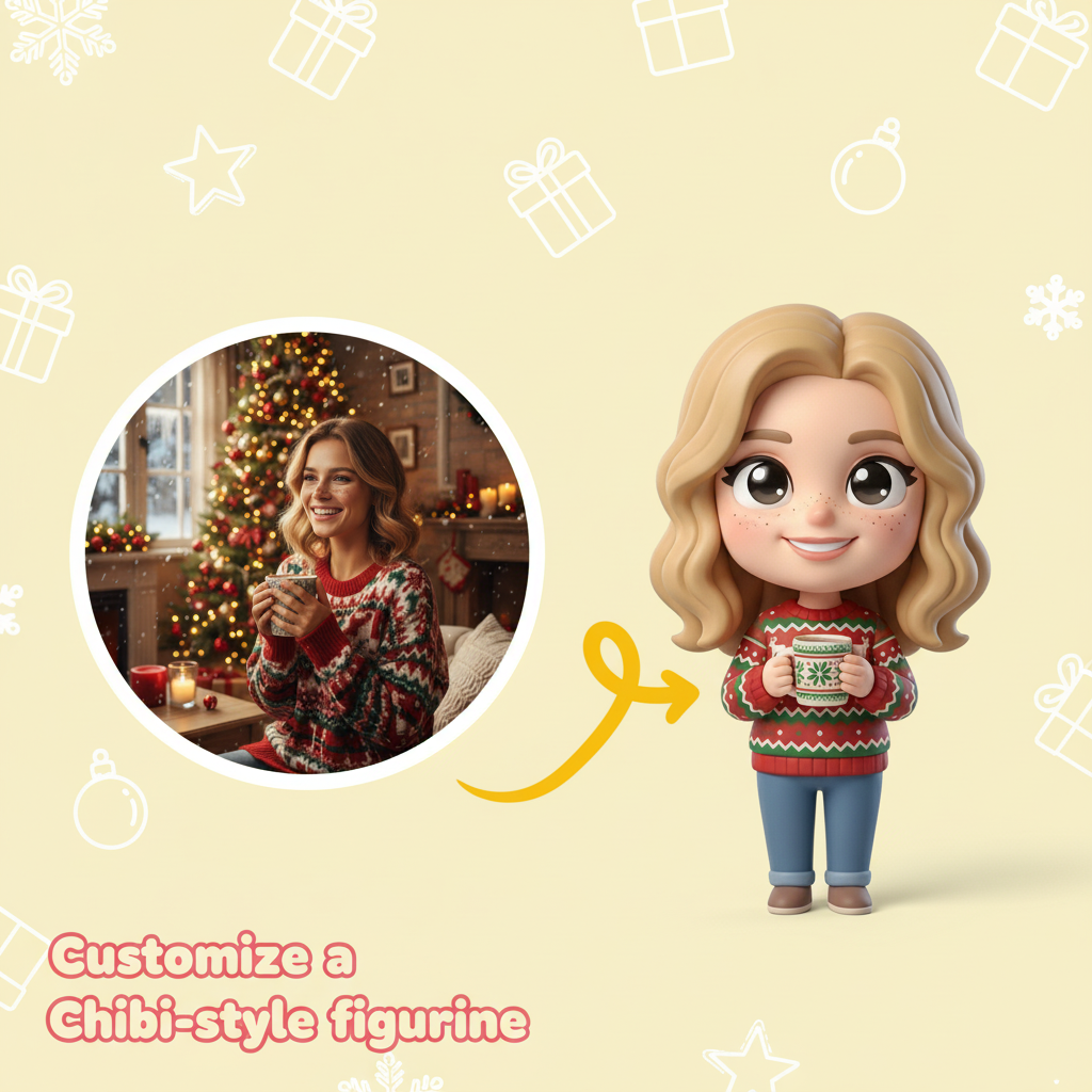 [Copy]Custom Single Separate Chibi Style 3D Figurine From Your Photo – Girl's Birthday Edition – Cute Edition | KibiFig