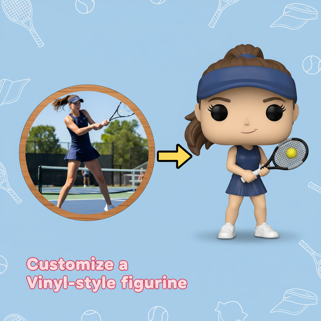 Custom Single Separate Chibi Style 3D Figurine From Your Photo – Tennis Edition – Cute Edition | KibiFig