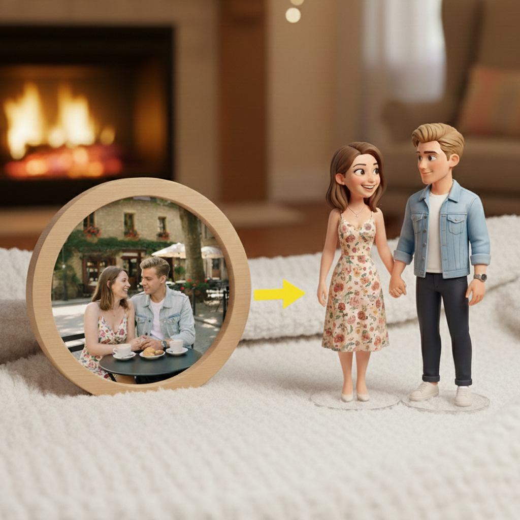 Custom Single Separate Chibi Style 3D Figurine From Your Photo – Young Couple Edition – Cute & Romantic Style | KibiFig