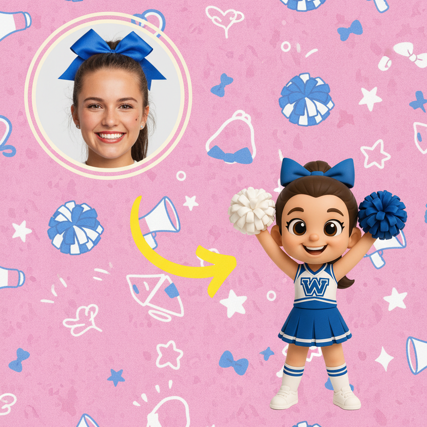 Custom Single Separate Chibi Style 3D Figurine From Your Photo – Cheerleader Edition – Cute Edition | KibiFig