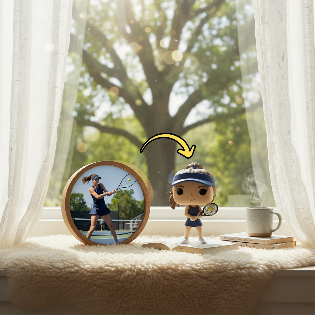 Custom Single Separate Chibi Style 3D Figurine From Your Photo – Tennis Edition – Cute Edition | KibiFig
