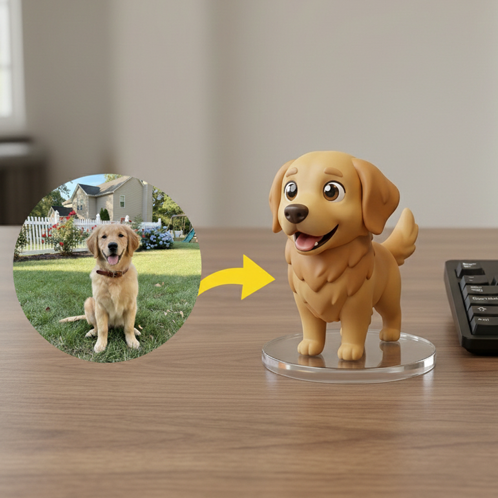 Custom Single Separate Chibi Style 3D Figurine From Your Photo – Puppy Edition – Cute & Lovable Style | KibiFig