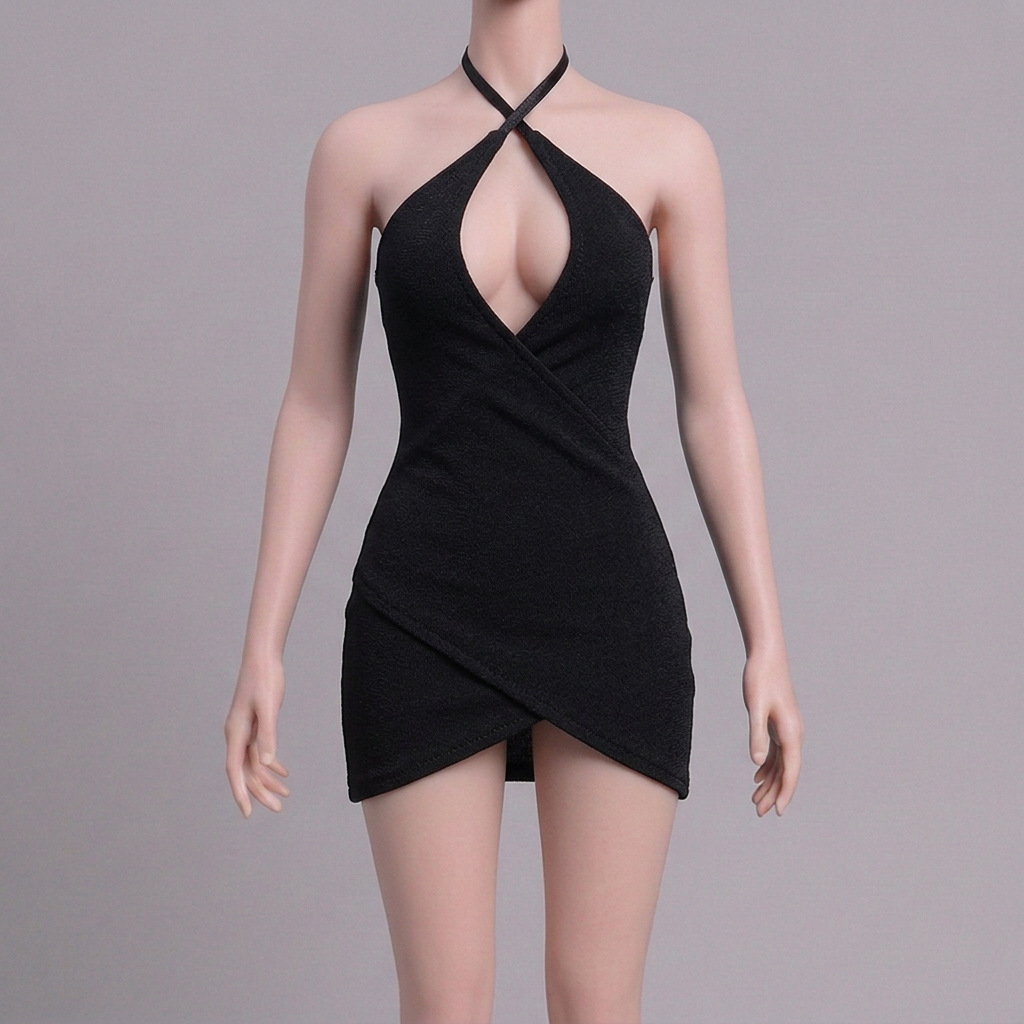 1/6 Scale Articulated Female Figure – Dress (Deep V-Neck Spaghetti-Strap Dress)