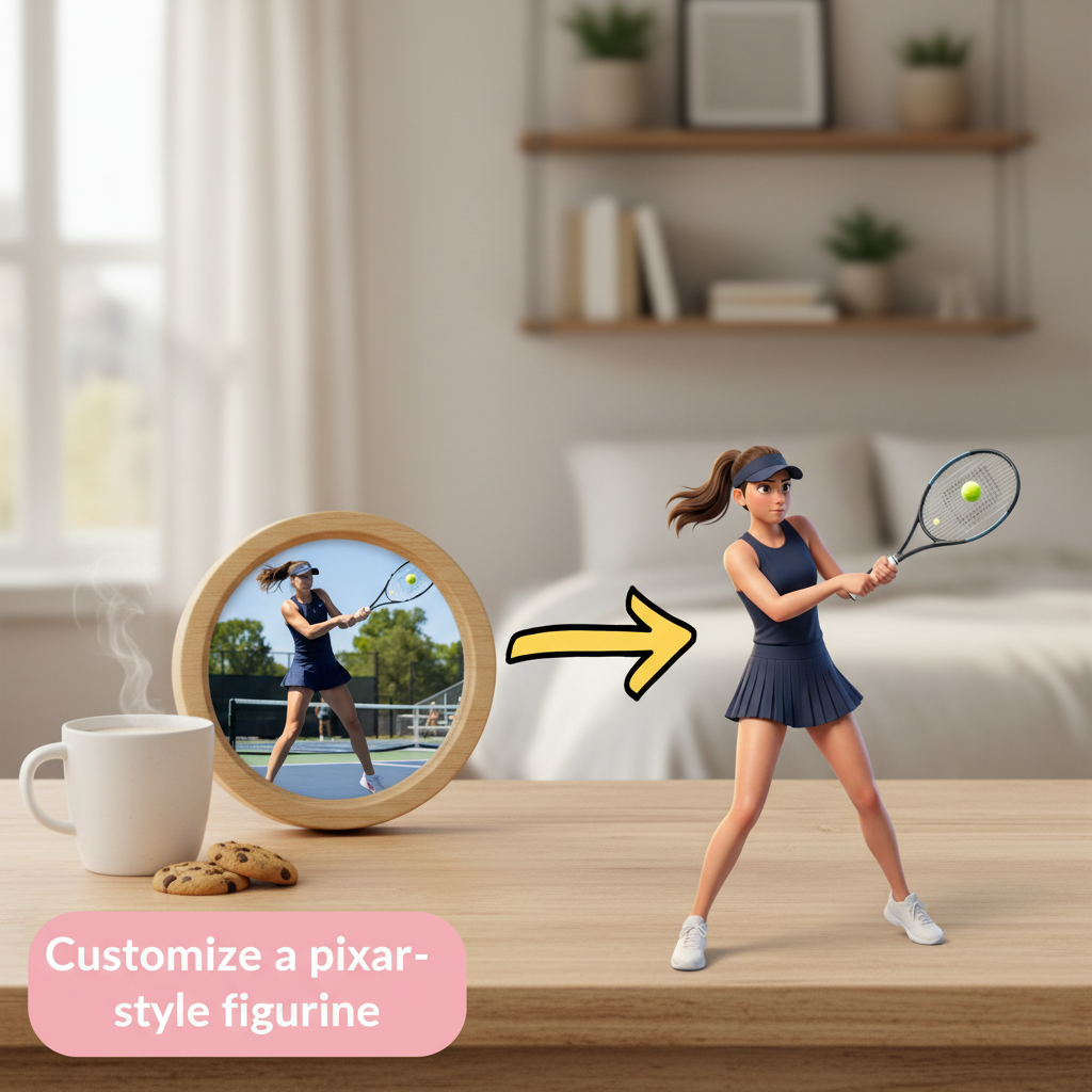 Custom Single Separate Chibi Style 3D Figurine From Your Photo – Tennis Edition – Cute Edition | KibiFig