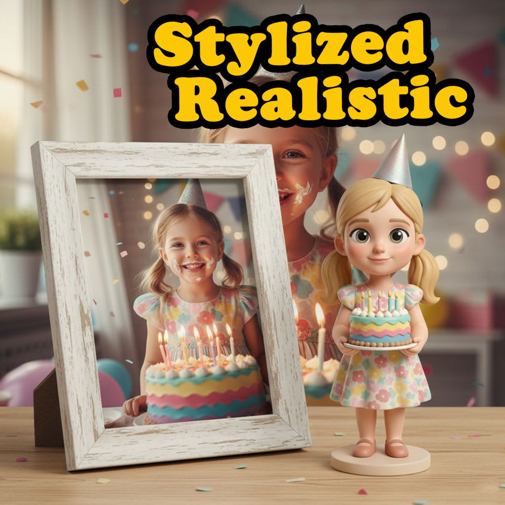 Custom Single Separate Chibi Style 3D Figurine From Your Photo – Girl's Birthday Edition – Cute Edition | KibiFig