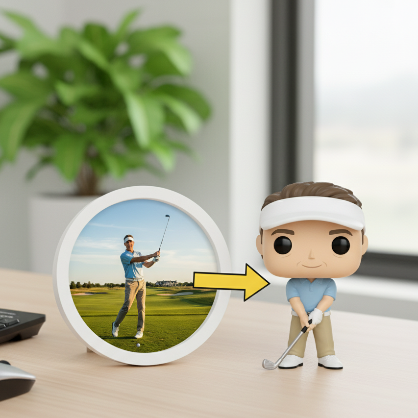 Custom Single Separate Chibi Style 3D Figurine From Your Photo – Golf Edition – Cute Edition | KibiFig