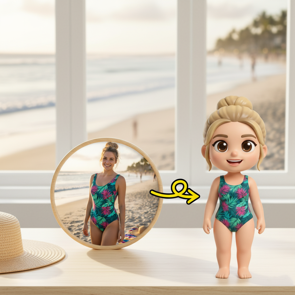Custom Single Separate Chibi Style 3D Figurine From Your Photo – Swim Edition – Cute Edition | KibiFig