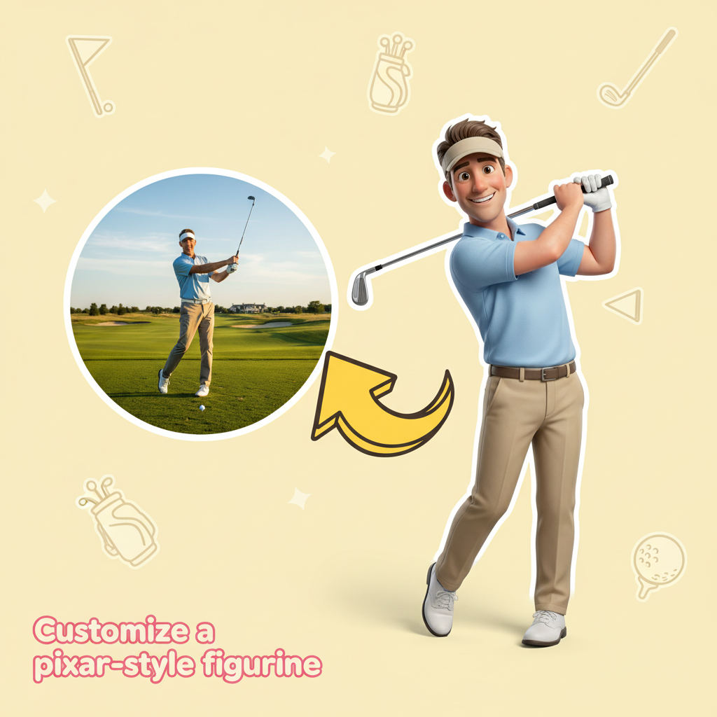 Custom Single Separate Chibi Style 3D Figurine From Your Photo – Golf Edition – Cute Edition | KibiFig