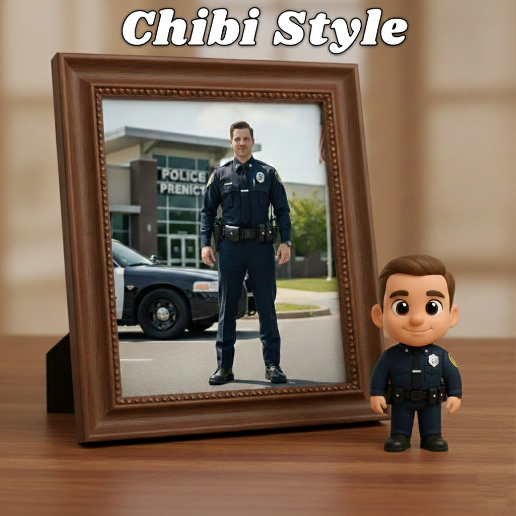 Custom Single Separate Chibi Style 3D Figurine From Your Photo – Police Edition – Cute Edition | KibiFig