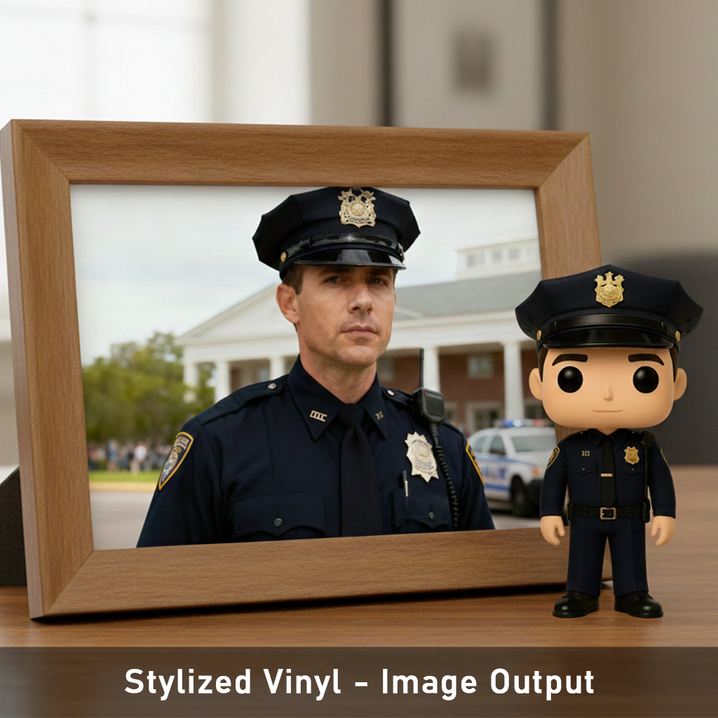 Custom Single Separate Chibi Style 3D Figurine From Your Photo – Police Edition – Cute Edition | KibiFig