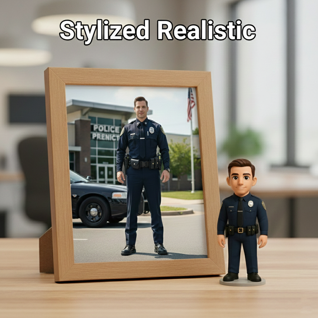Custom Single Separate Chibi Style 3D Figurine From Your Photo – Police Edition – Cute Edition | KibiFig