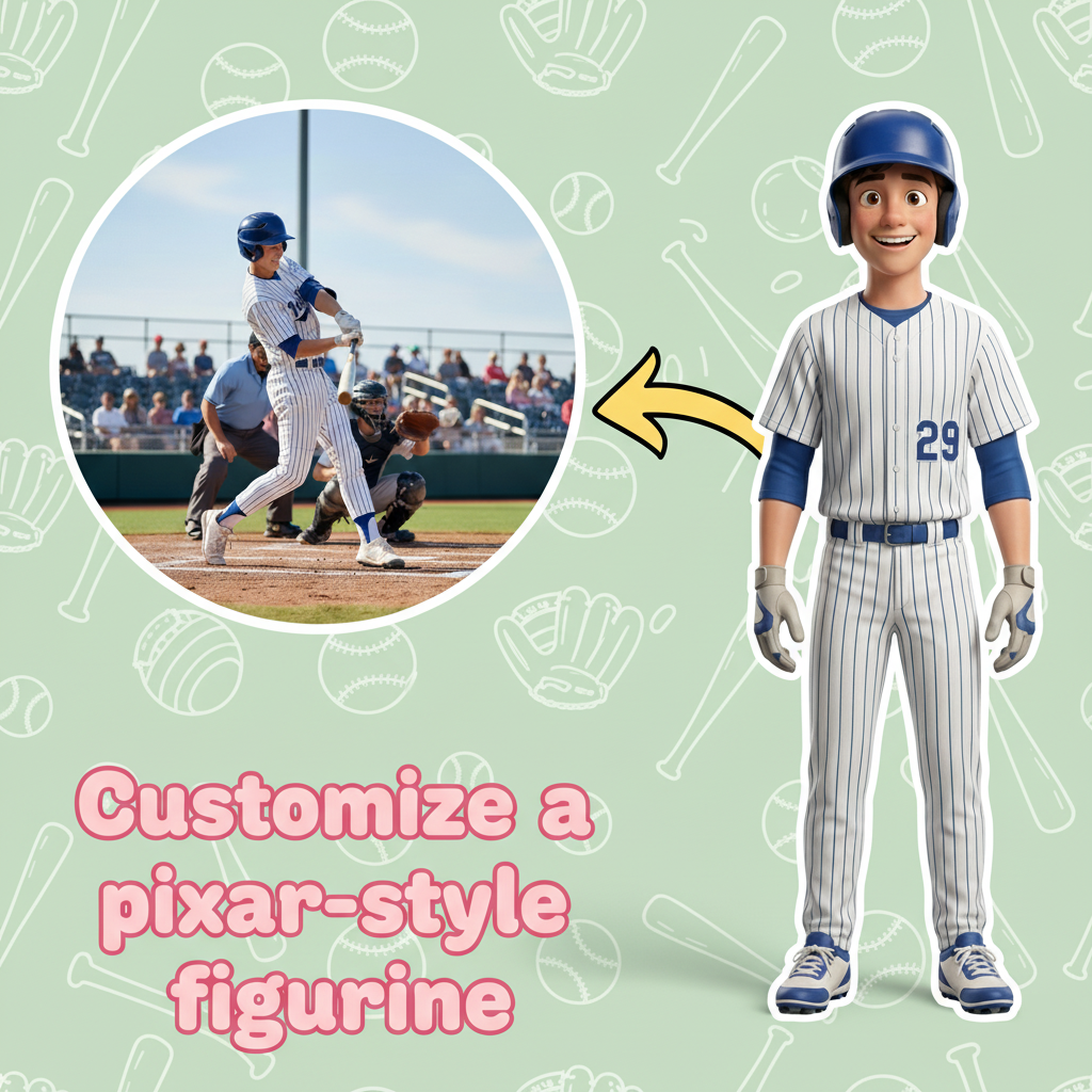 Custom Single Separate Chibi Style 3D Figurine From Your Photo – Baseball Edition – Cute Edition | KibiFig