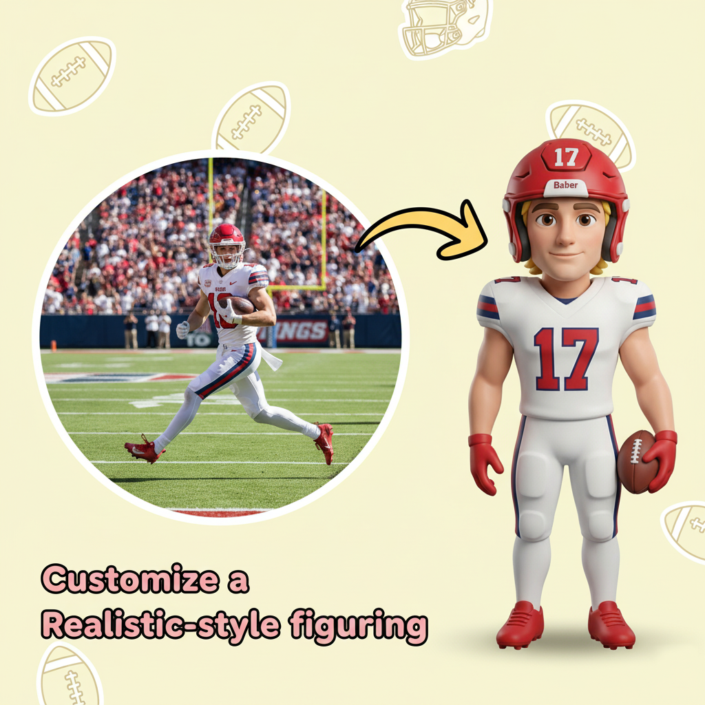 Custom Single Separate Chibi Style 3D Figurine From Your Photo -Rugby Edition- Cute Edition| KibiFig
