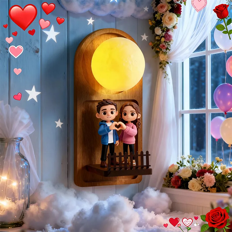 Valentine’s Day Personalized Cartoon Character Wall Lamp 3D Printed LED Light