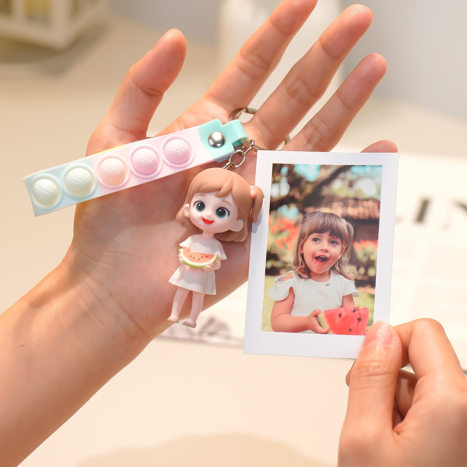Personalized 3D Keychain from Photo Custom Cartoon Mini Figure Doll Unique Keyring & Creative Gift with Pearl Style Accessory | KibiFig