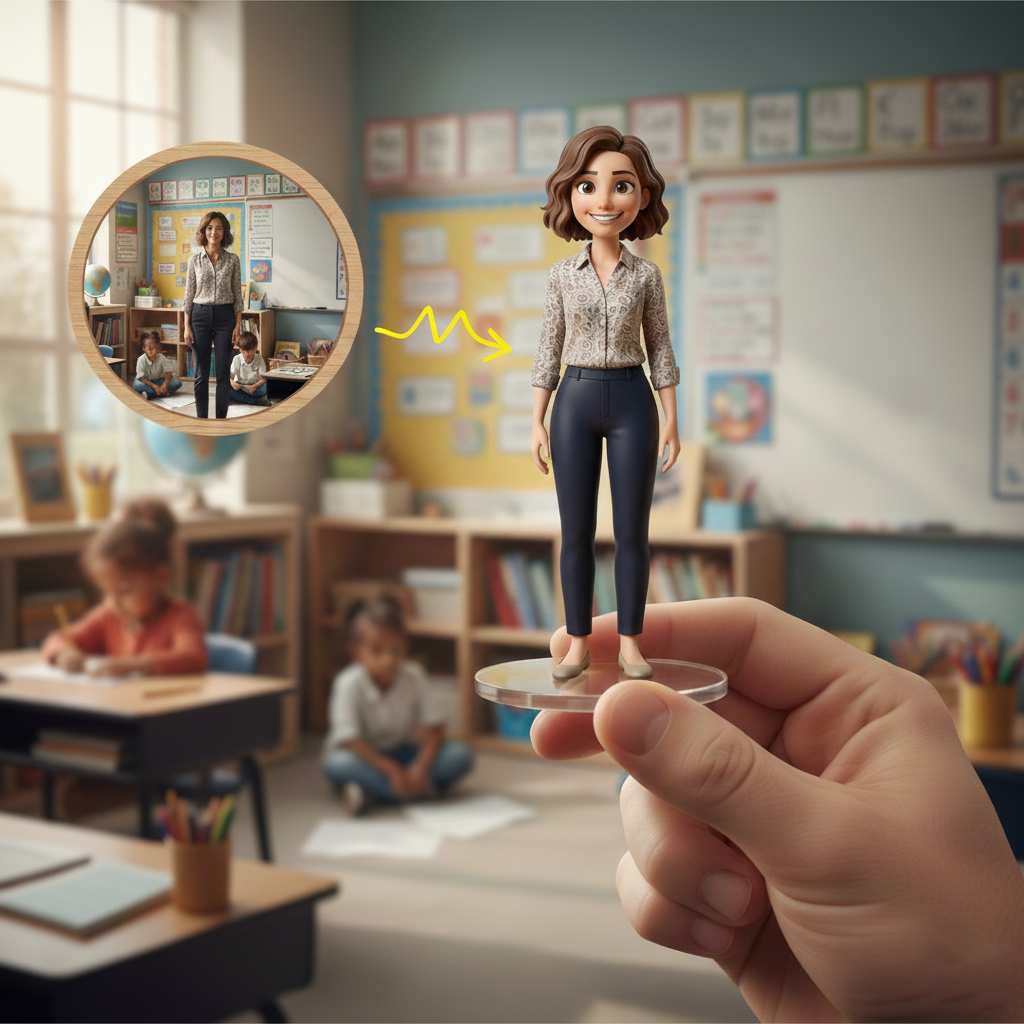 Custom Single Separate Chibi Style 3D Figurine From Your Photo – Teacher's Edition – Cute Edition | KibiFig
