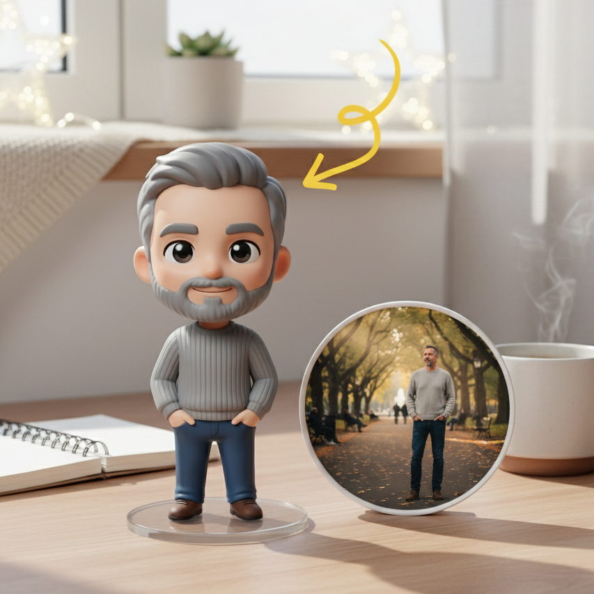 Custom Single Separate Chibi Style 3D Figurine From Your Photo – Dad's Edition – Cute Edition | KibiFig