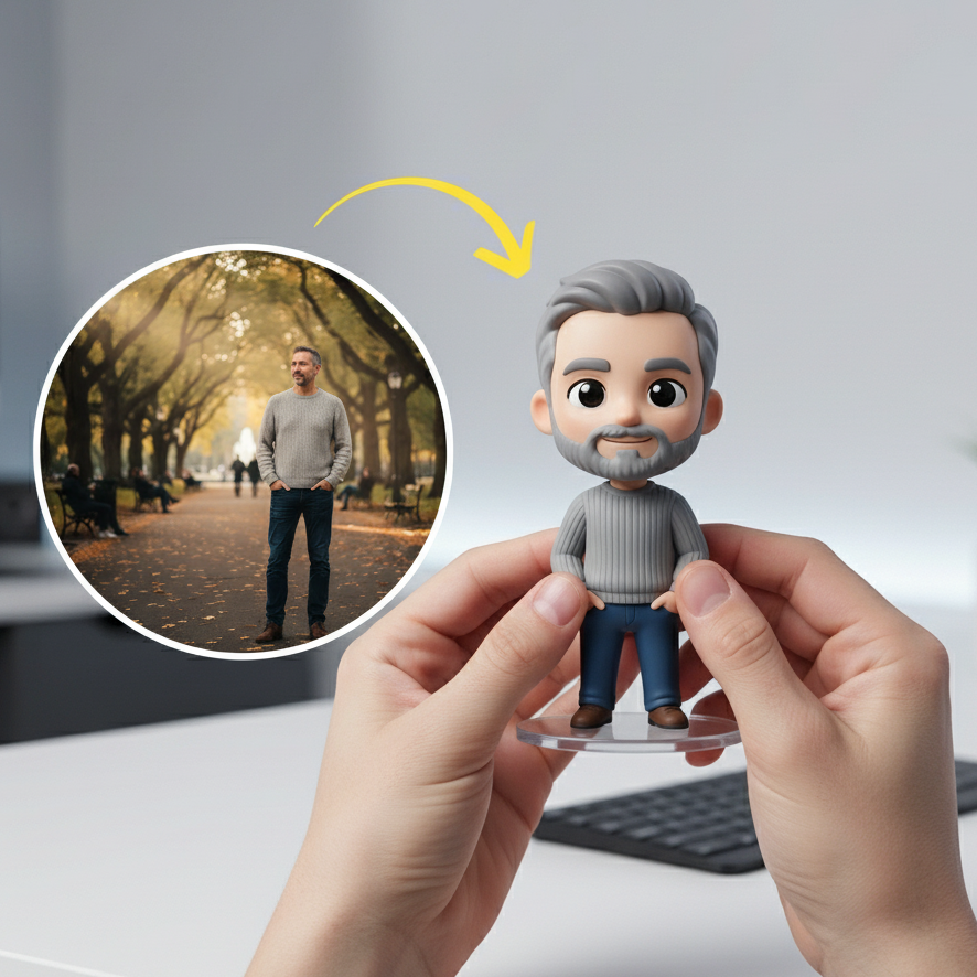 Custom Single Separate Chibi Style 3D Figurine From Your Photo – Dad's Edition – Cute Edition | KibiFig