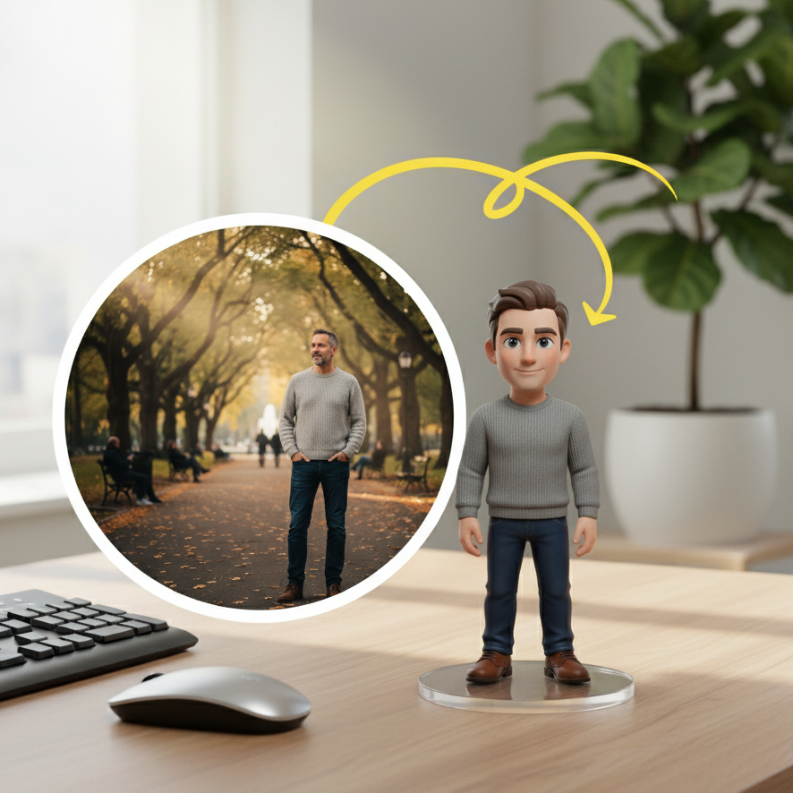 Custom Single Separate Chibi Style 3D Figurine From Your Photo – Dad's Edition – Cute Edition | KibiFig