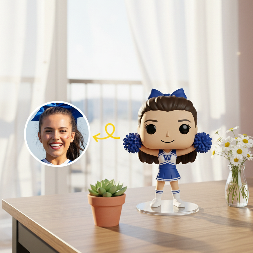 Custom Single Separate Chibi Style 3D Figurine From Your Photo – Cheerleader Edition – Cute Edition | KibiFig