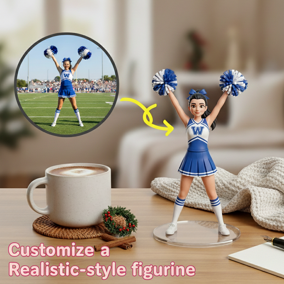 Custom Single Separate Chibi Style 3D Figurine From Your Photo – Cheerleader Edition – Cute Edition | KibiFig