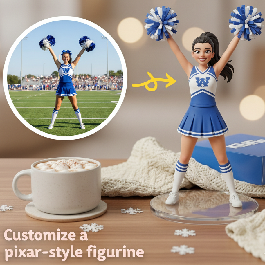Custom Single Separate Chibi Style 3D Figurine From Your Photo – Cheerleader Edition – Cute Edition | KibiFig