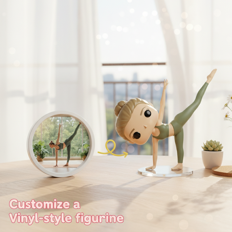 Custom Single Separate Chibi Style 3D Figurine From Your Photo – Yoga Edition – Cute Edition | KibiFig
