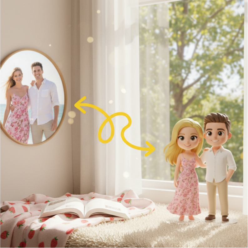 Custom Single Separate Chibi Style 3D Figurine From Your Photo – Love Edition | KibiFig