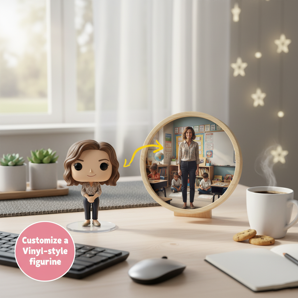 Custom Single Separate Chibi Style 3D Figurine From Your Photo – Teacher's Edition – Cute Edition | KibiFig
