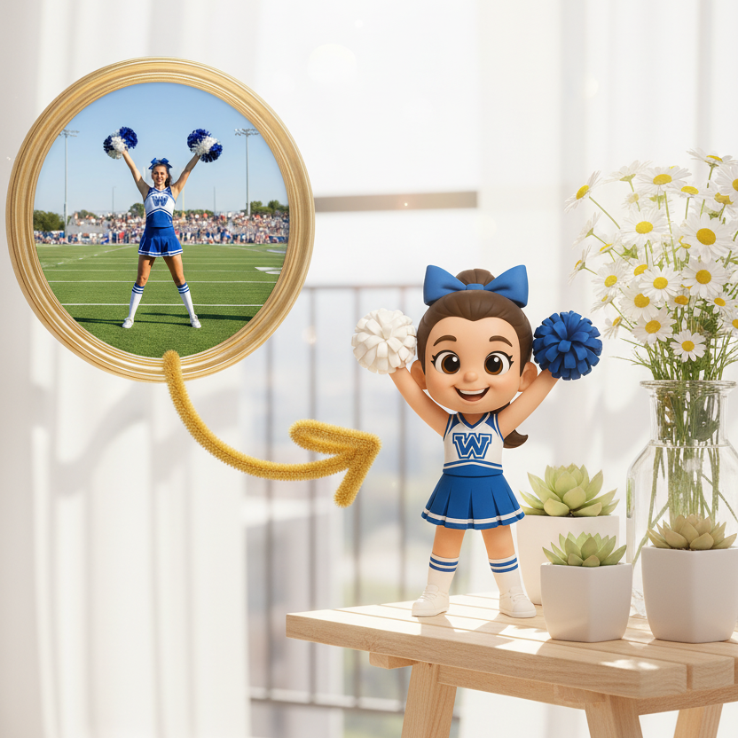 Custom Single Separate Chibi Style 3D Figurine From Your Photo – Cheerleader Edition – Cute Edition | KibiFig