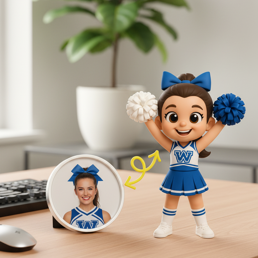 Custom Single Separate Chibi Style 3D Figurine From Your Photo – Cheerleader Edition – Cute Edition | KibiFig