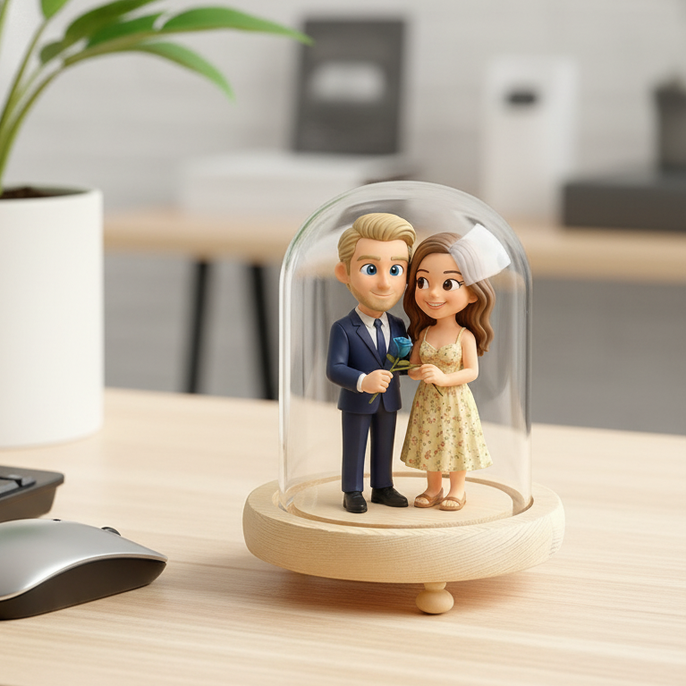 Customized 3D stereoscopic doll glass display case – Preserve Your Memory Inside a Glass Display – A Unique & Personal Gift for Boyfriend, Girlfriend, Anniversaries | KibiFig