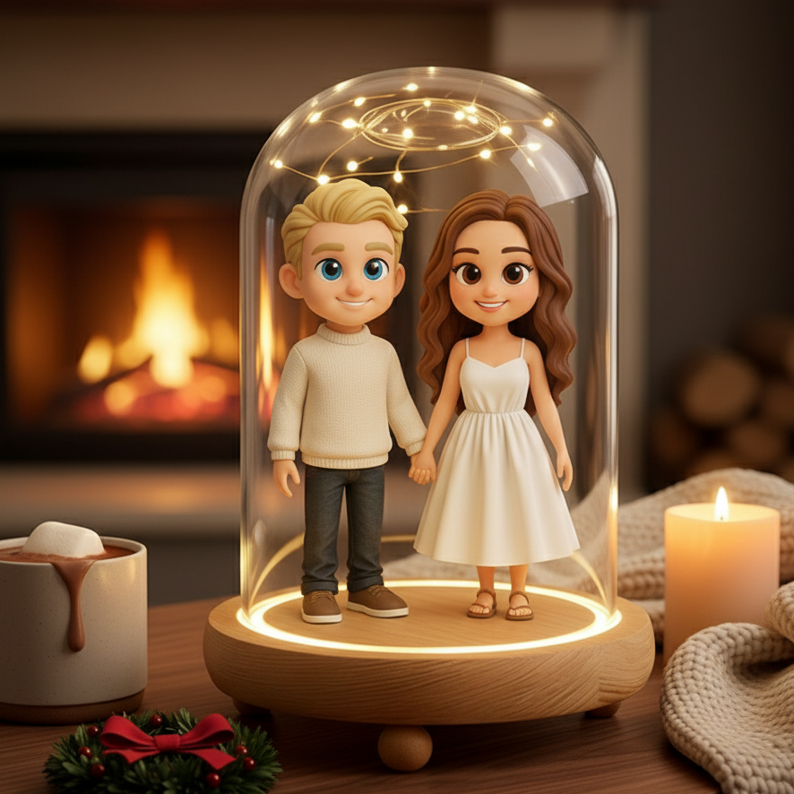 Customized 3D stereoscopic doll glass display case – Preserve Your Memory Inside a Glass Display – A Unique & Personal Gift for Boyfriend, Girlfriend, Anniversaries | KibiFig