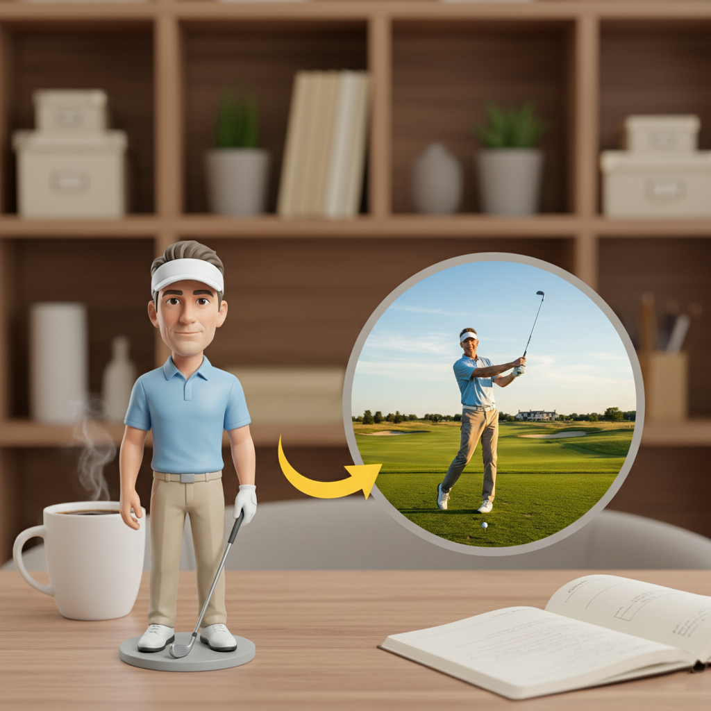 Custom Single Separate Chibi Style 3D Figurine From Your Photo – Golf Edition – Cute Edition | KibiFig