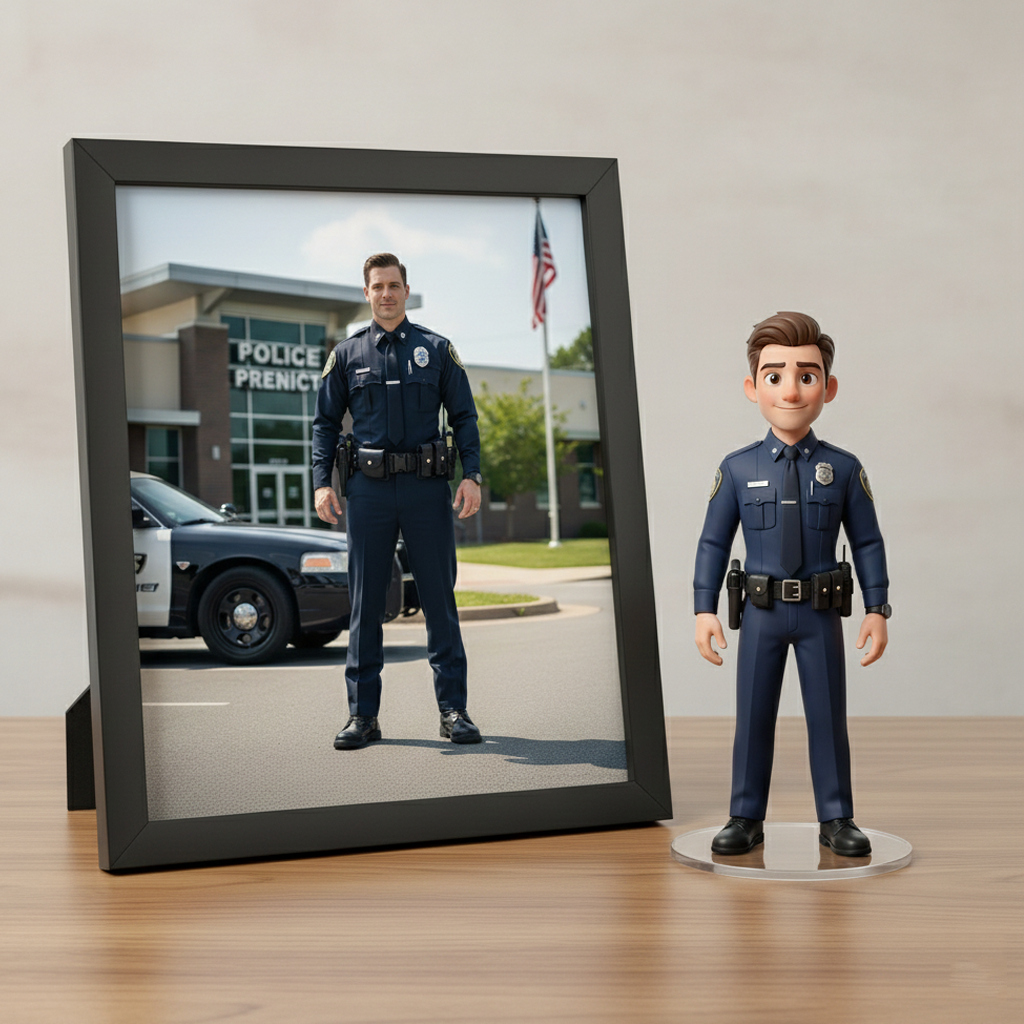 Custom Single Separate Chibi Style 3D Figurine From Your Photo – Police Edition – Cute Edition | KibiFig