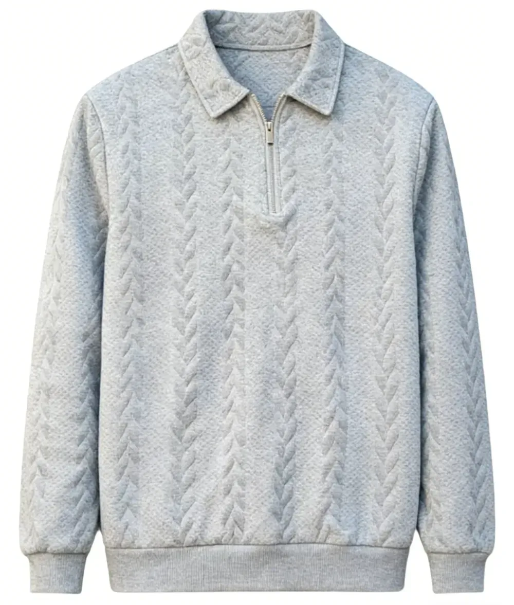 Men's Fall Winter Outfits Knitted Polo Neck Long Sleeve Sweatshirt for Daliy Wear