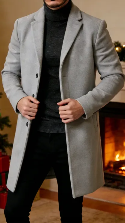 2026 New year Sale!Men's Single Row Buckle Solid Color Jacket