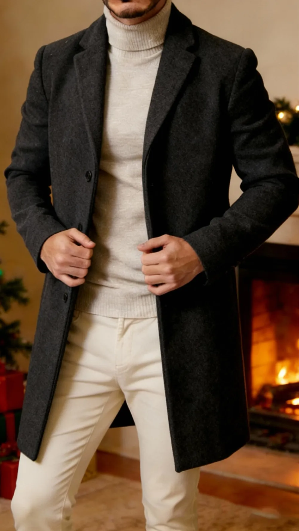 2026 New year Sale!Men's Single Row Buckle Solid Color Jacket
