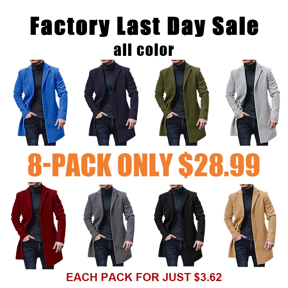 2026 New year Sale!Men's Single Row Buckle Solid Color Jacket