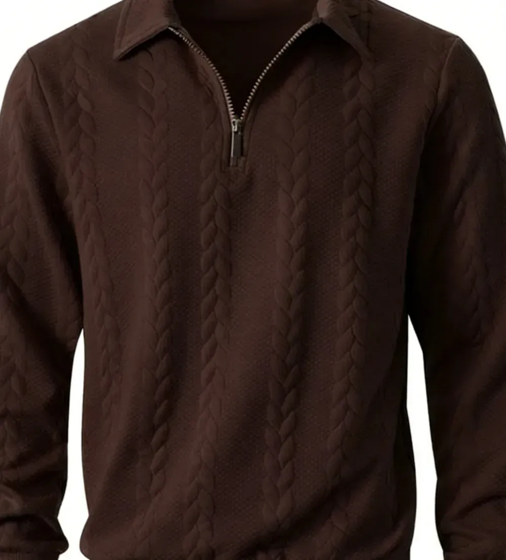 Men's Fall Winter Outfits Knitted Polo Neck Long Sleeve Sweatshirt for Daliy Wear