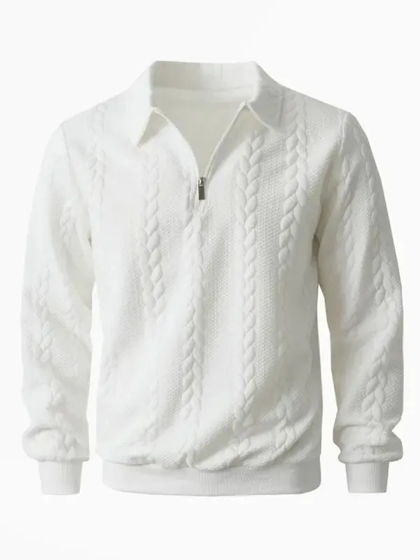 Men's Fall Winter Outfits Knitted Polo Neck Long Sleeve Sweatshirt for Daliy Wear