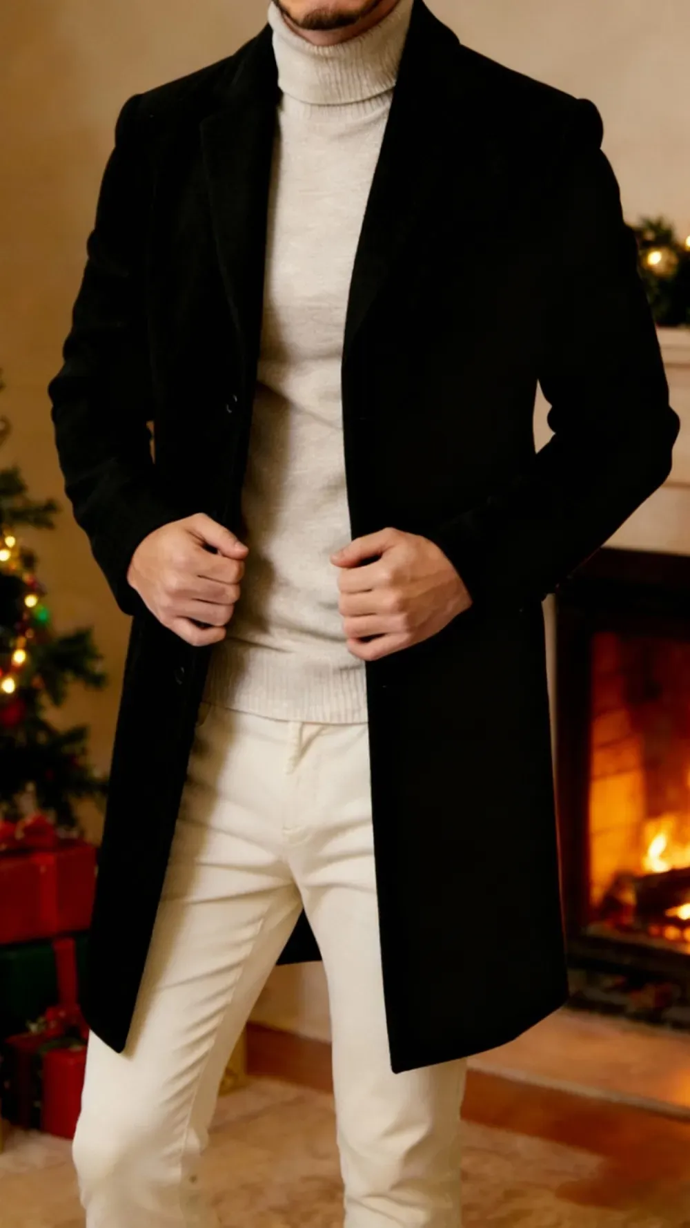 2026 New year Sale!Men's Single Row Buckle Solid Color Jacket