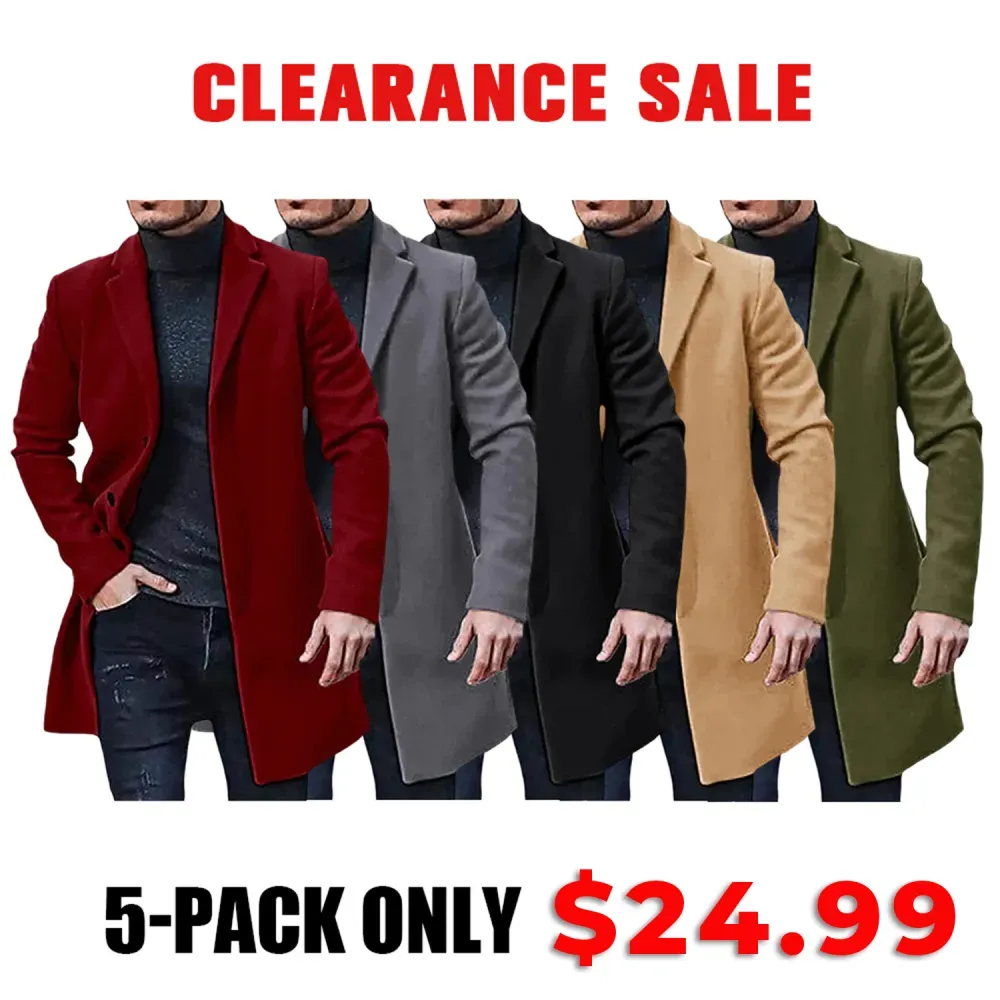 2026 New year Sale!Men's Single Row Buckle Solid Color Jacket