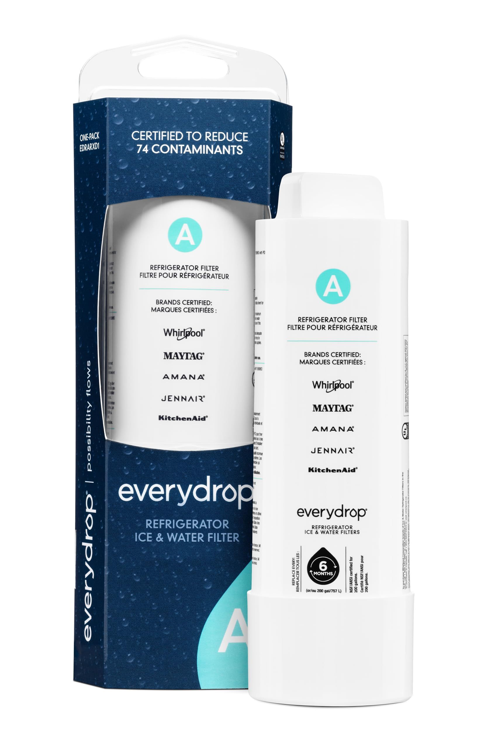 everydrop Filter A ,Ice and Whirlpool Refrigerator Water Filter A,EDRARXD1